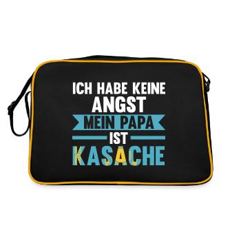 Ich habe keine Angst mein Papa ist Kasache - Retro Tasche - Schwarz/Gold - Hinten