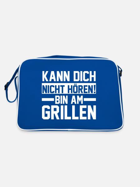 Grillparty Grillmeister Grill Grillen - Retro Tasche - Blau/Weiß - Hinten