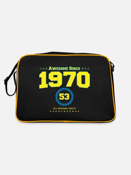 Fantastisches 1970 Hemd für Männer Frauen 53 Jahre alt 53. - Retro Tasche - Schwarz/Gold - Hinten