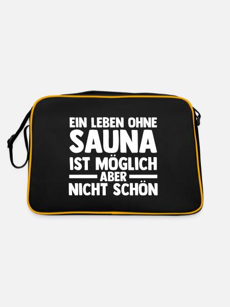 Wellness Saunieren Sauna - Retro Tasche - Schwarz/Gold