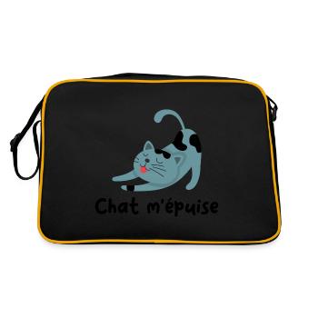Chat m épuise Cadeau humour personnalisé - Sac Retro - noir/or - Dos