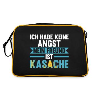 Ich habe keine Angst mein Freund ist Kasache - Retro Tasche - Schwarz/Gold - Hinten