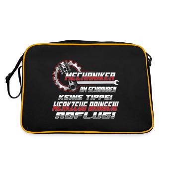 Mechaniker Mechatroniker Landmaschinen Werkstatt - Retro Tasche - Schwarz/Gold - Hinten