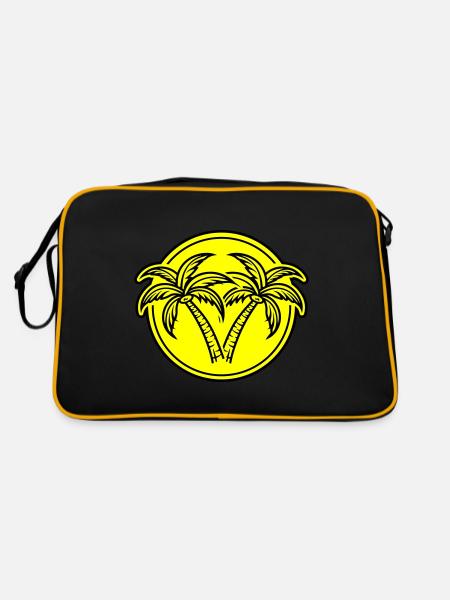 Palme Insel Urlaub Sommer - Retro Tasche - Schwarz/Gold - Hinten