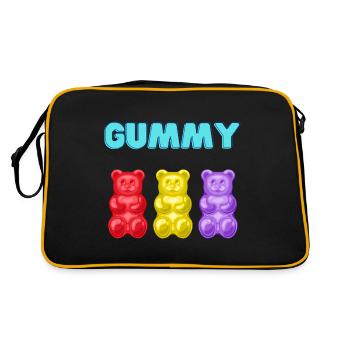 Gummibären Gummibärchen Fruchtgummi Gummy Geschenk - Retro Tasche - Schwarz/Gold - Hinten