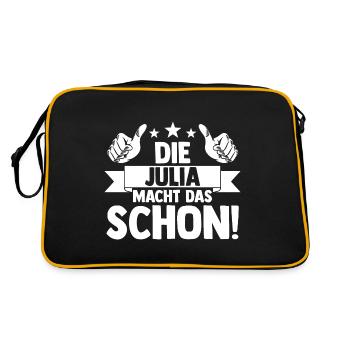 Vorname Julia - Retro Tasche - Schwarz/Gold - Hinten