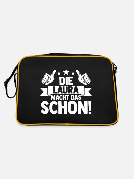 Laura - Retro Tasche - Schwarz/Gold - Hinten