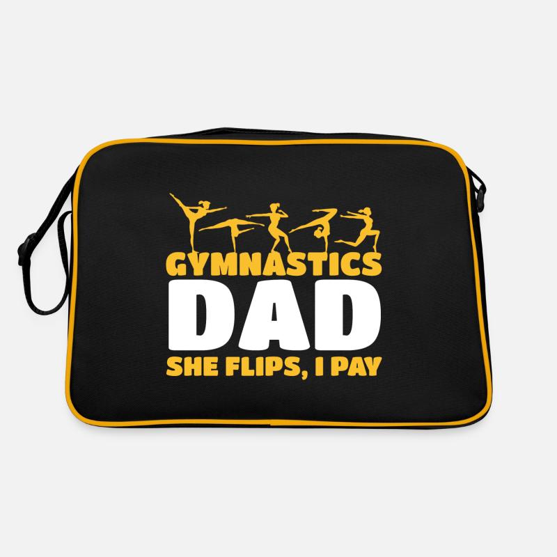 Turnen Papa Unterstützung Mit Stolz - Retro Tasche - Schwarz/Gold