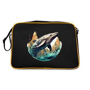 Whale - stylish, modern, abstract - whale art - Retro Bag - black/gold - Back