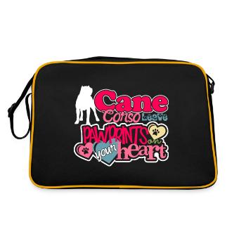 Love Cane Corso Pawprints On Your Heart - Retro Bag - black/gold - Back