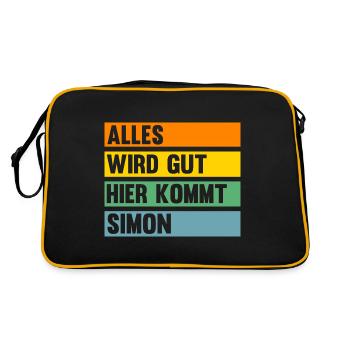 Simon - Retro Tasche - Schwarz/Gold - Hinten