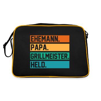 Grillparty Grillmeister Grill Grillen - Retro Tasche - Schwarz/Gold - Hinten