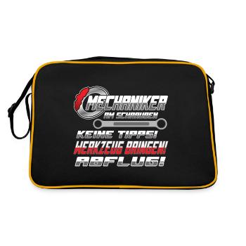 Mechaniker Mechatroniker Landmaschinen Werkstatt - Retro Tasche - Schwarz/Gold - Hinten