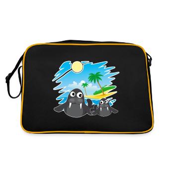 Cute Walrus - Retro Bag - black/gold - Back