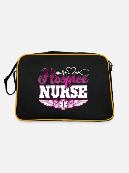 Funny Hospice Nurse - Retro Bag - black/gold - Back