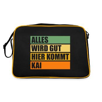 Kai - Retro Tasche - Schwarz/Gold - Hinten