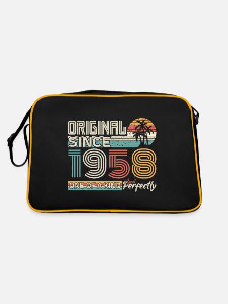 1958 birthday 1958 born in 1958 anniversary - Retro Bag - black/gold - Back