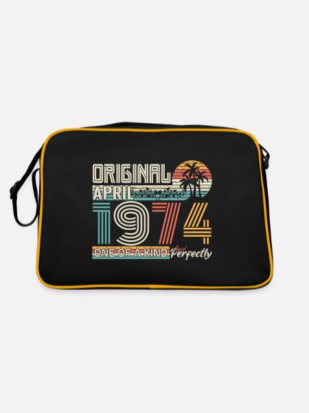 April 1974 anniversary April 1974 gift 1974 - Retro Bag - black/gold - Back