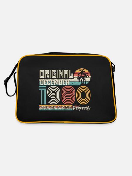 Décembre 1980 anniversaire December 1980 cadeau - Sac Retro - noir/or - Dos