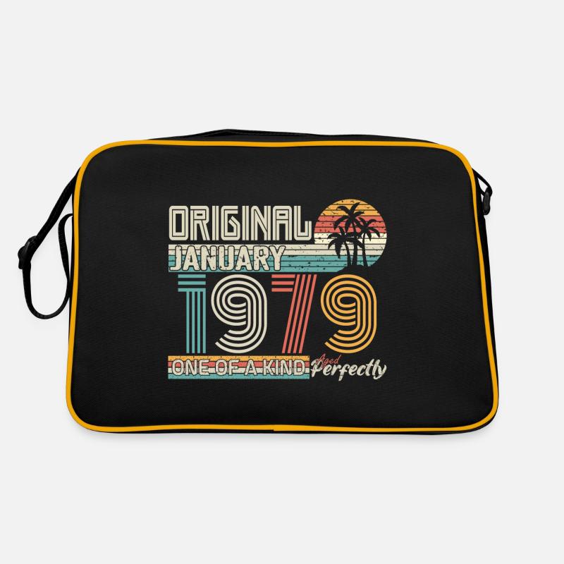 Januar 1979 Geburtstag Januar 1979 Geschenk - Retro Tasche - Schwarz/Gold