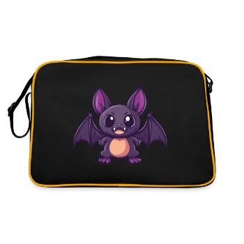 Fledermaus Halloween Lustig Comic - Retro Tasche - Schwarz/Gold - Hinten