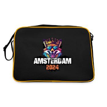 Amsterdam 2024 Urlaub Fuchs - Retro Tasche - Schwarz/Gold - Hinten