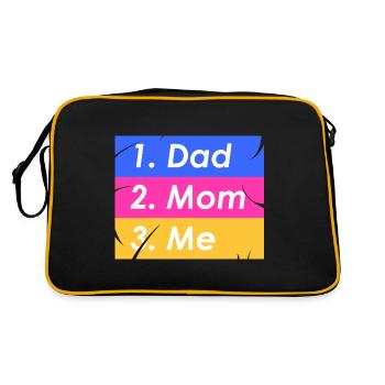 1. Papa 2. Mama 3. ich - Retro Tasche - Schwarz/Gold - Hinten