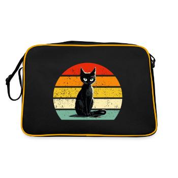 Chat Rétro Coucher de Soleil Chat Maman Chat Papa - Sac Retro - noir/or - Dos