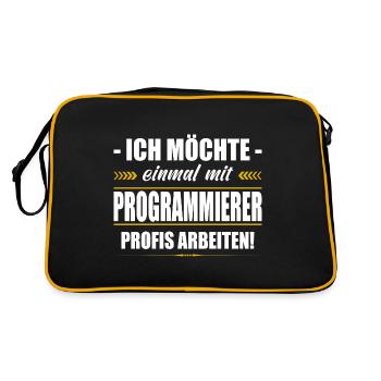 Einmal Mit Programmierer Profis Arbeiten - Retro Tasche - Schwarz/Gold - Hinten