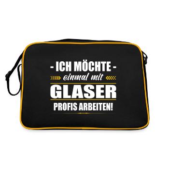 Einmal Mit Glaser Profis Arbeiten Glasbau - Retro Tasche - Schwarz/Gold - Hinten