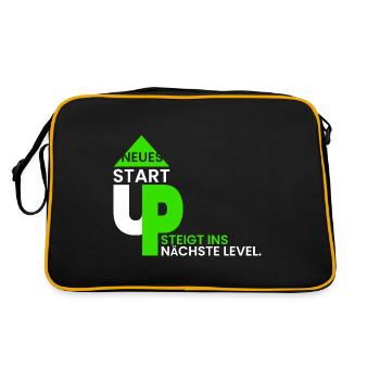 Neues StartUp ins nächste Lvl - Retro Tasche - Schwarz/Gold - Hinten
