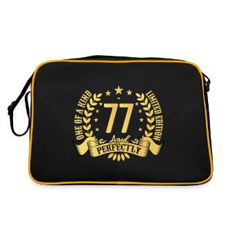 77 Jahre Geburtstagsgeschenk 77 Jahre - Retro Tasche - Schwarz/Gold - Hinten