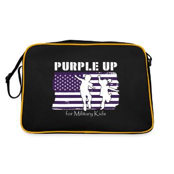 Purple Up für Militärkinder - Purple Up für - Retro Tasche - Schwarz/Gold - Hinten