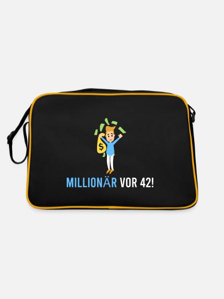 Millionär vor 42! - Retro Tasche - Schwarz/Gold