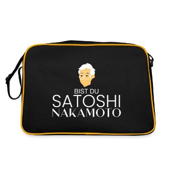 Bist du Satoshi Nakamoto? - Retro Tasche - Schwarz/Gold - Hinten