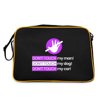 Rühr meinen Mann, meinen Hund, mein Auto nicht an - Retro Tasche - Schwarz/Gold - Hinten