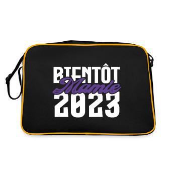 Cadeau Annonce grossesse bientôt Mamie 2023. - Sac Retro - noir/or - Dos