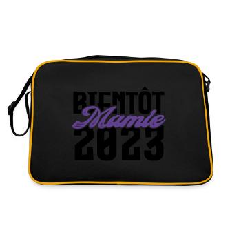 Cadeau Annonce grossesse bientôt Mamie 2023. - Sac Retro - noir/or - Dos
