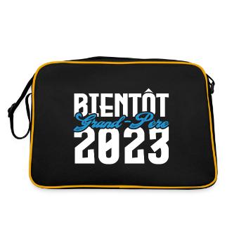 Cadeau Annonce grossesse bientôt Grand-père 2023. - Sac Retro - noir/or - Dos