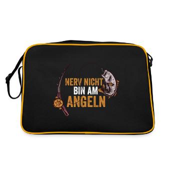 Nerv Nicht Bin Am Angeln - Retro Tasche - Schwarz/Gold - Hinten