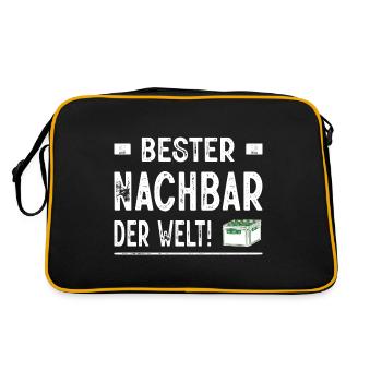 Bester Nachbar Der Welt Auf Gute Nachbarschaft - Retro Tasche - Schwarz/Gold - Hinten