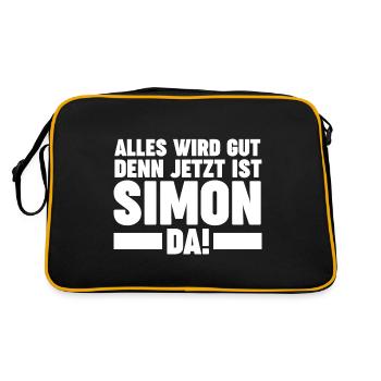 Simon - Retro Tasche - Schwarz/Gold - Hinten