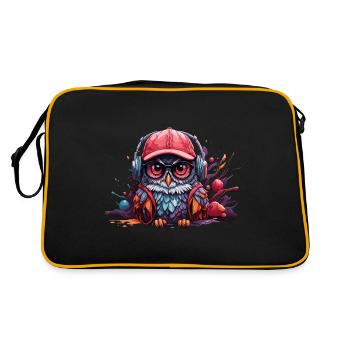 Hibou Art animalier je chouette mignonne cool - Sac Retro - noir/or - Dos
