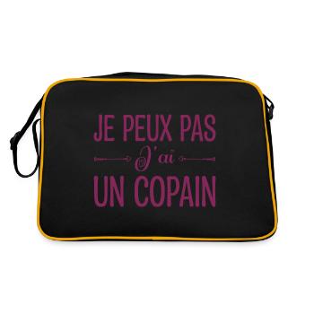 Je peux pas j'ai un copain. cadeau copain, copine. - Sac Retro - noir/or - Dos