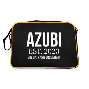 Azubi Geschenk Ausbildung 2023 Lehrling Spruch - Retro Tasche - Schwarz/Gold - Hinten