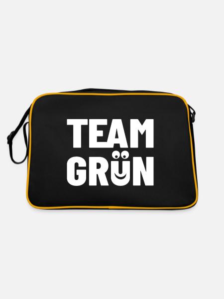 Team Grün - Retro Tasche - Schwarz/Gold - Hinten