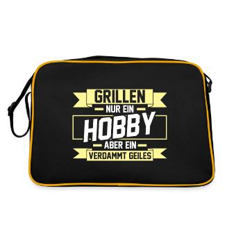 Grillparty Grillmeister Grill Grillen - Retro Tasche - Schwarz/Gold - Hinten