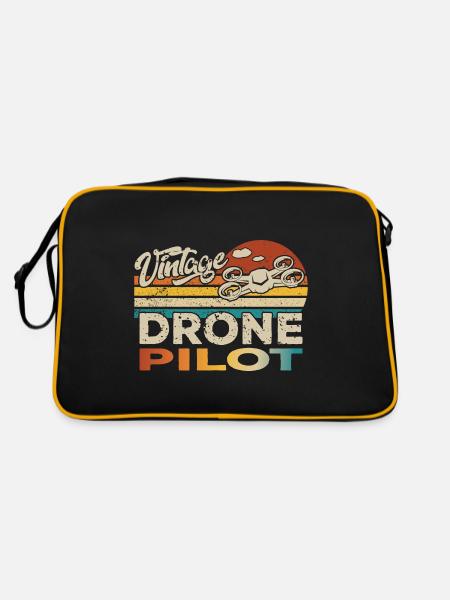 Drone Drone Drone Quadcopter Birthday - Retro Bag - black/gold - Back