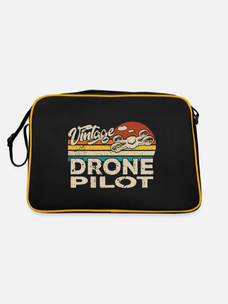 Drone Drone Drone Quadcopter Birthday - Retro Bag - black/gold - Back