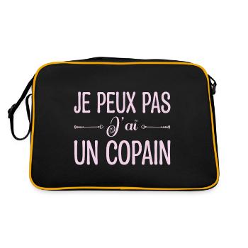 Je peux pas j'ai un copain. cadeau copain, copine. - Sac Retro - noir/or - Dos